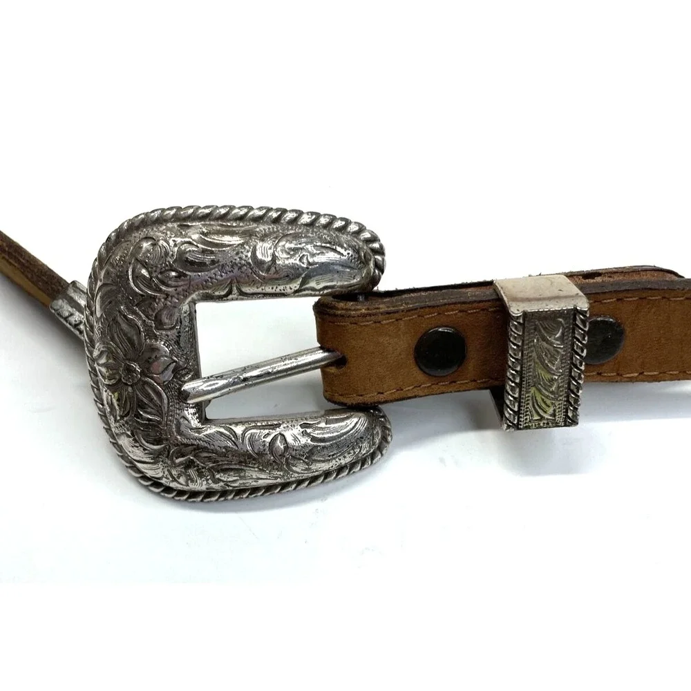 Texas Leather MFG. Western Scallop Concho Belt Genuine Leather USA Size 30 79151